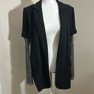 N 1 LOS ANGELES BLACK RHINESTONE SLEEVE PADDED BLAZER